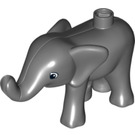 Duplo Donker Steengrijs Elephant Calf met Links Foot Forward (89879)