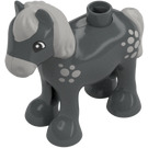 Duplo Dark Stone Gray Foal with Grey Hair (37048)