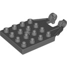 Duplo Dark Stone Gray Plate 4 x 4 with B-connector without red mark (25548 / 65492)