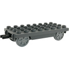 Duplo Dark Stone Gray Train Wagon 4 x 8 with Medium Stone Gray Wheels and Moveable Hook (19796)