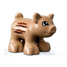 Duplo Dark Tan Piglet with Brown and Tan Stripes on Side (1374 / 73318)