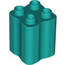 Duplo Dark Turquoise Brick 2 x 2 x 2 with Wavy Sides (31061)