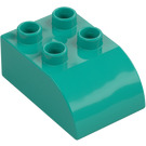 Duplo Dark Turquoise Brick 2 x 3 with Curved Top (2302)