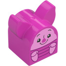 Duplo Duplo Brick 2 x 2 Curved with Pointed Ears with Piglet