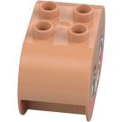 Duplo Flesh Brick 2 x 4 x 2 with Rounded Ends with Angry Face (6448 / 105435)