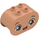 Duplo Flesh Brick 2 x 4 x 2 with Rounded Ends with Surprised Face (6448 / 105454)