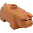 Duplo Flesh Pig with Eyes with Pupils