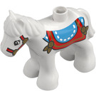 Duplo Foal jossa Sininen saddle ja Punainen Peitto ja Suitset (26390 / 37295)