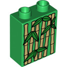 Duplo Grün Stein 1 x 2 x 2 mit Bamboo Plants ohne Unterrohr (4066 / 54972)