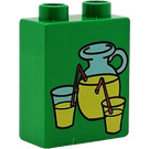 Duplo Grün Stein 1 x 2 x 2 mit Lemonade Pitcher und Brille ohne Unterrohr (4066)