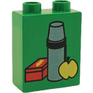 Duplo Grün Backstein 1 x 2 x 2 mit Lunch Box ohne Unterrohr (4066)
