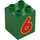 Duplo Verde Mattoncino 2 x 2 x 2 con '6' (13170 / 31110)