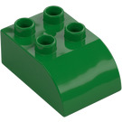 Duplo Green Brick 2 x 3 with Curved Top (2302)