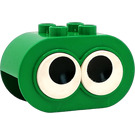 Duplo Green Brick 2 x 4 x 2 Rounded Ends with Two Adjustable eyes