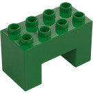 Duplo Zelená Kostka 2 x 4 x 2 s 2 x 2 Výřez na Dno (6394)