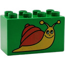 Duplo Green Brick 2 x 4 x 2 with happy snail (31111)