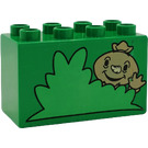 Duplo Grønn Kloss 2 x 4 x 2 med Spud waving, Busk (31111 / 41477)