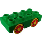 Duplo Green Car Base 2 x 4 with Patterned Wheels (31202)