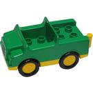 Duplo Green Car with Yellow Base and Tow Bar (2218)