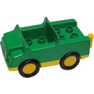 Duplo Green Car with Yellow Base and Tow Bar (2218 / 74445)