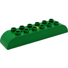 Duplo Green Toolo Brick 2 x 8 with curved tops