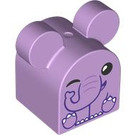 Duplo Lavender Brick 2 x 2 Curved with Ears and Elephant (105433)
