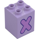 Duplo Lavendel Stein 2 x 2 x 2 mit Letter "X" Deko (31110 / 65975)