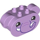 Duplo Lavender Brick 2 x 6 x 2.5 Curved with Ears and Elephant (105431)