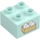 Duplo Světlá aqua Kostka 2 x 2 s Eggs (3437)