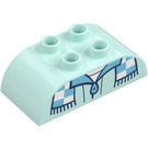 Duplo Light Aqua Brick 2 x 4 with Curved Sides with Shirt and Scarf (98223 / 105439)