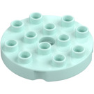 Duplo Licht aqua Rond Plaat 4 x 4 met Gat en Vergrendelings Randen (98222)