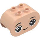 Duplo Light Flesh Brick 2 x 4 x 2 with Rounded Ends with Smiling Face (6448 / 105437)