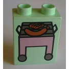 Duplo Light Green Brick 1 x 2 x 2 with BBQ Grill without Bottom Tube (81965)