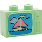 Duplo Lichtgroen Television met Boot scene (4916 / 81953)