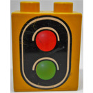Duplo Light Orange Brick 1 x 2 x 2 with Traffic Light without Bottom Tube (49564 / 52381)