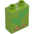 Duplo Lime Klods 1 x 2 x 2 med Plante Klinge og Soil (4066)