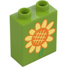 Duplo Lime Klods 1 x 2 x 2 med Sunflower (4066)