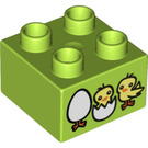 Duplo Lime Brick 2 x 2 with Egg & Chicks (3437 / 15954)