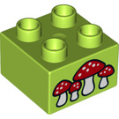 Duplo Lime Brick 2 x 2 with Toadstools (3437 / 19350)