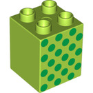 Duplo Lime Brick 2 x 2 x 2 with Green Spots (12709 / 31110)