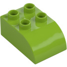 Duplo Lime Brick 2 x 3 with Curved Top (2302)