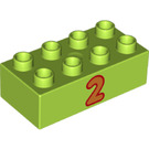 Duplo Lime Brick 2 x 4 with 2 (3011 / 25155)