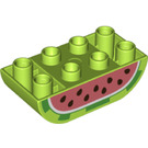 Duplo Lime Brick 2 x 4 with Curved Bottom with Watermelon Bottom (77959 / 98224)