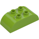 Duplo Lime Brick 2 x 4 with Curved Sides (98223)