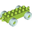 Duplo Lime Car Chassis 2 x 6 with Wheels (2312 / 14639)