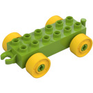 Duplo Limetková Auto Podvozek 2 x 6 s Žlutá Kola (Otevřený přívěs) (10715 / 14639)