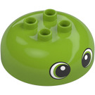 Duplo Lime Round Brick 4 x 4 with Dome Top with Two Large Eyes (67066 / 110306)