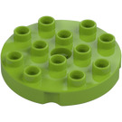 Duplo Limette Rund Platte 4 x 4 mit Loch und Verriegelt Grate (98222)