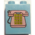 Duplo Maersk Blue Brick 1 x 2 x 2 with Phone without Bottom Tube (4066)