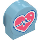 Duplo Medium Azure Brick 1 x 3 x 2 with Round Top with Heart and Heartbeat Symbol with Cutout Sides (14222 / 81349)